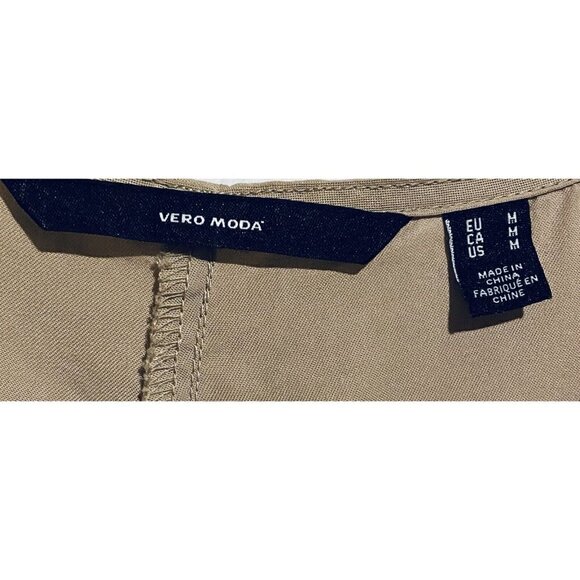 Vero Moda Romper Womens Medium Beige Flutter Sleeve Button Front V Neck Boho - Picture 5 of 7